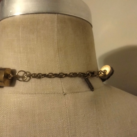 Iris Apfel & Bajalia Black-Clear Rhinestone Feathered Beaded 2 Layer Necklace - Picture 5 of 16